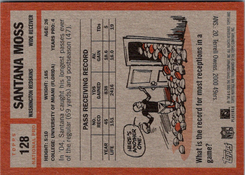 2005 Topps Heritage Santana Moss