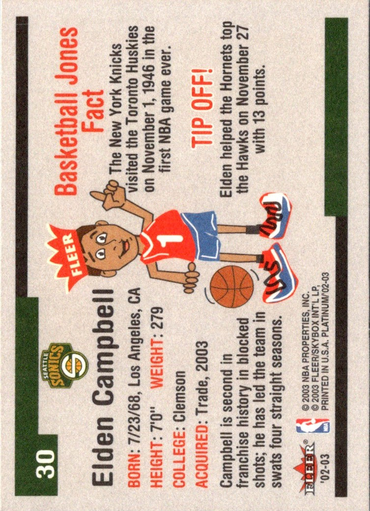 2002 Fleer Platinum Elden Campbell