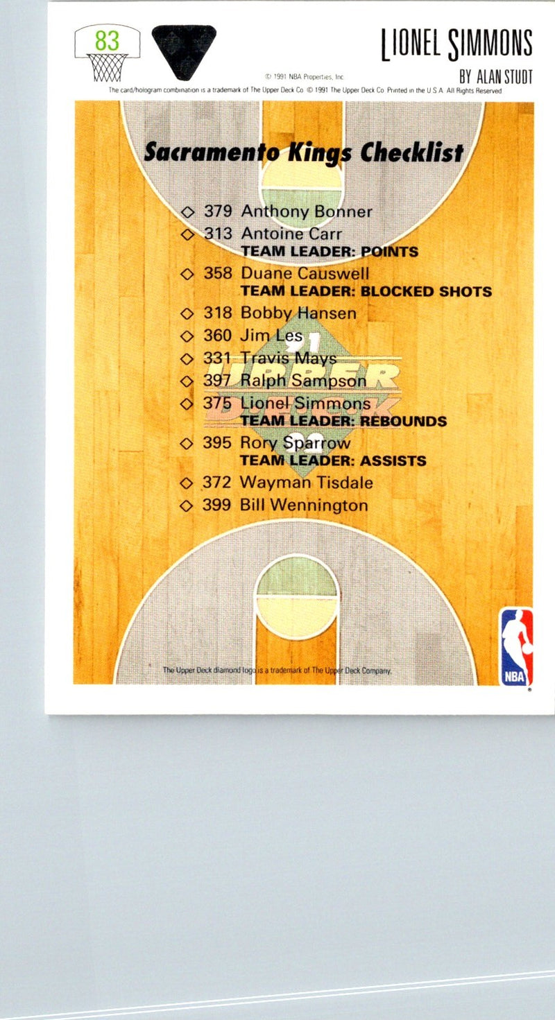 1991 Upper Deck Lionel Simmons