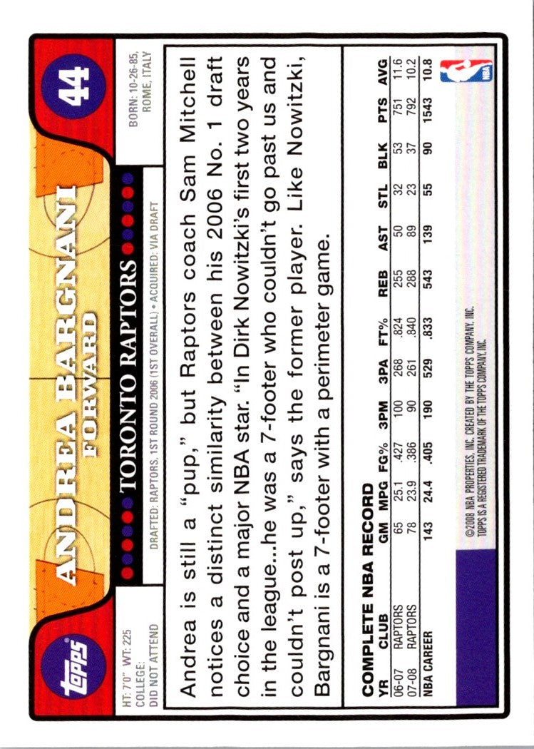 2007 Topps Echelon Gold Andrea Bargnani