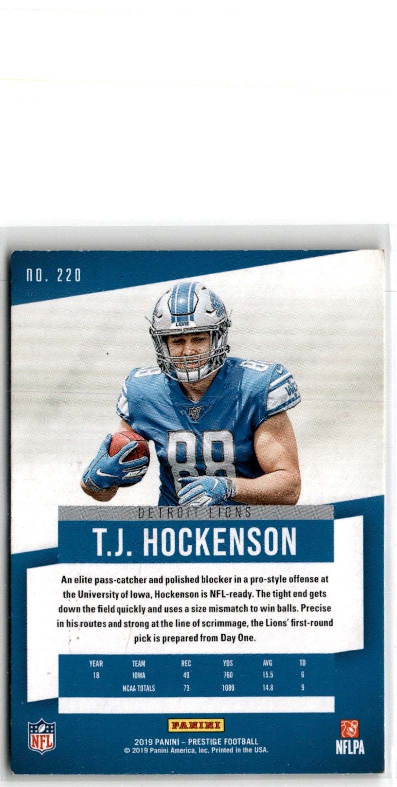 2019 Panini Prestige Rookie T.J. Hockenson