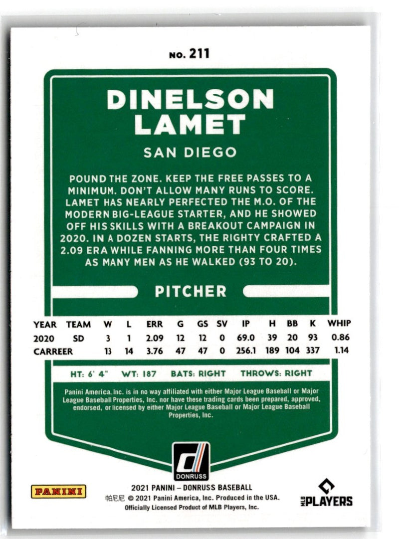2021 Donruss Holo Blue Dinelson Lamet