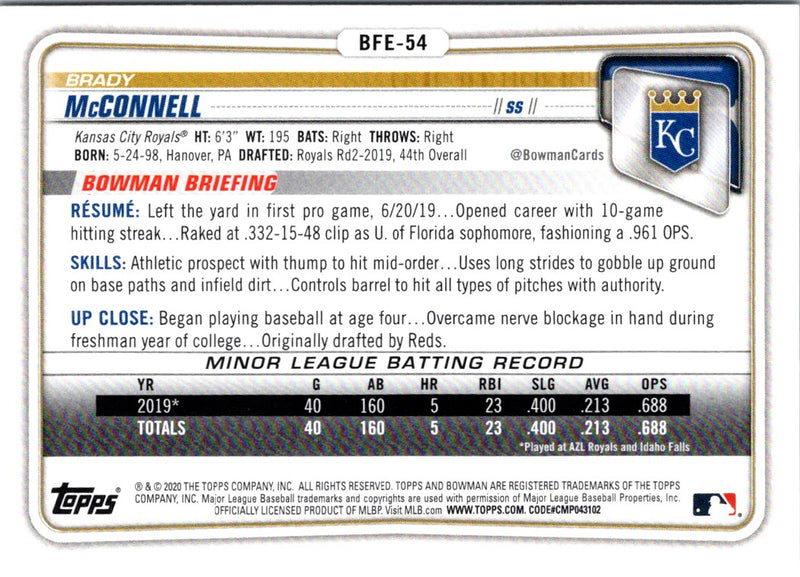 2020 Bowman 1st Edition Brady McConnell