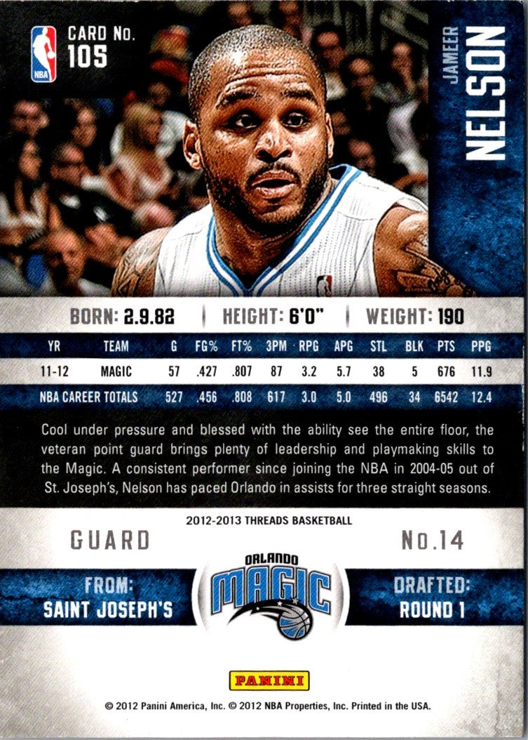 2012 Panini Threads Jameer Nelson