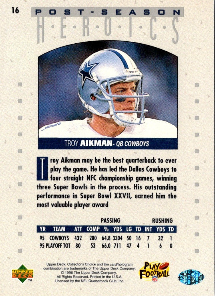 1995 Collector's Choice Update Post-Season Heroics Gold Troy Aikman