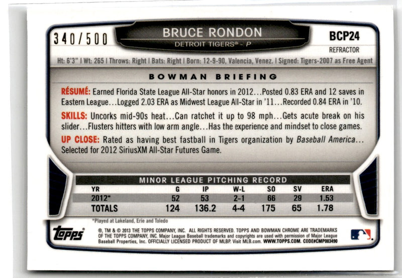 2013 Bowman Chrome Prospects Refractors Bruce Rondon