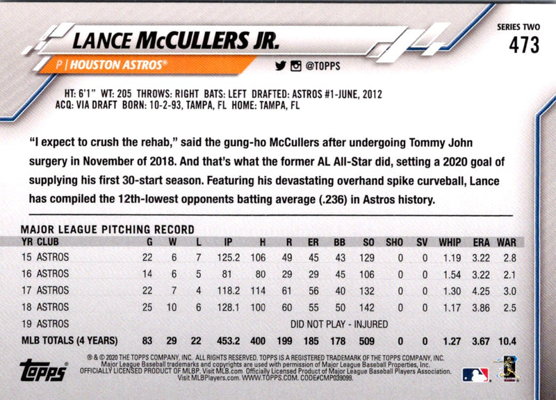 2020 Topps Lance McCullers Jr.