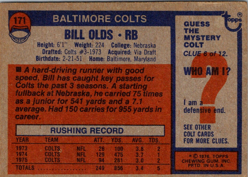 1976 Topps Bill Olds