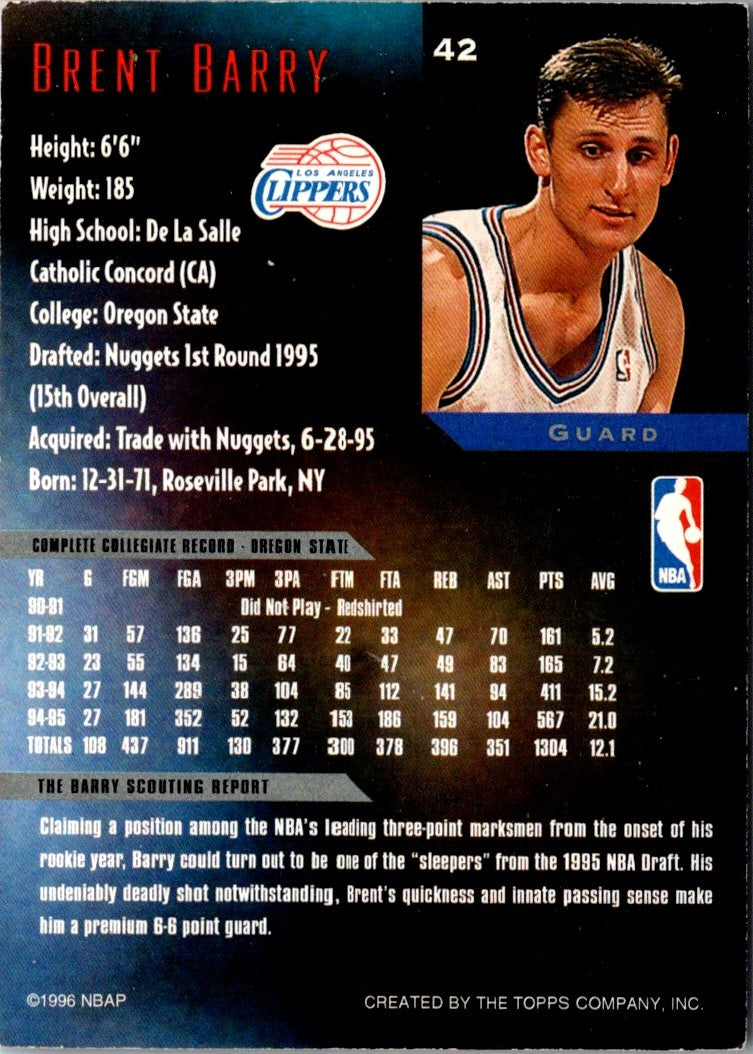 1995 Topps Gallery Brent Barry