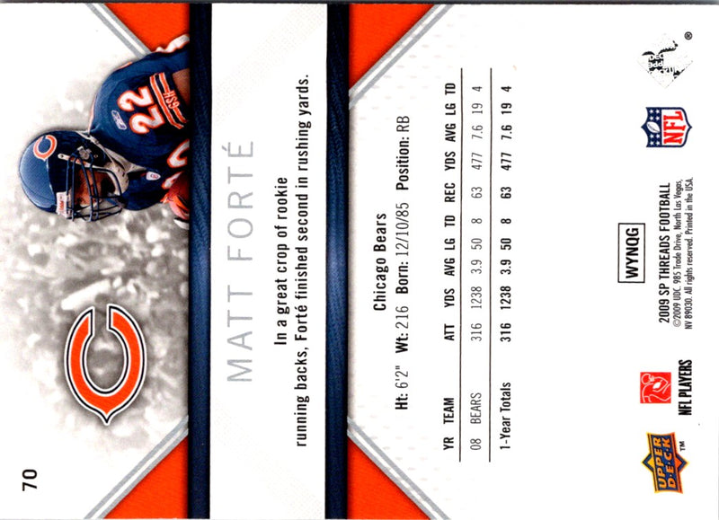 2009 SP Threads Matt Forte