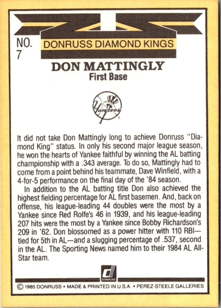 1985 Donruss Don Mattingly