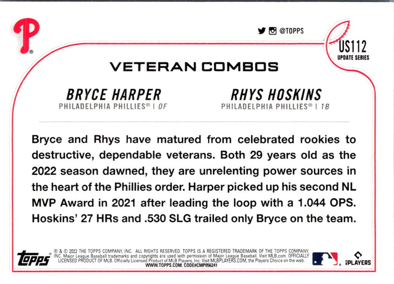 2022 Topps Update Philly Phenoms (Bryce Harper/Rhys Hoskins)