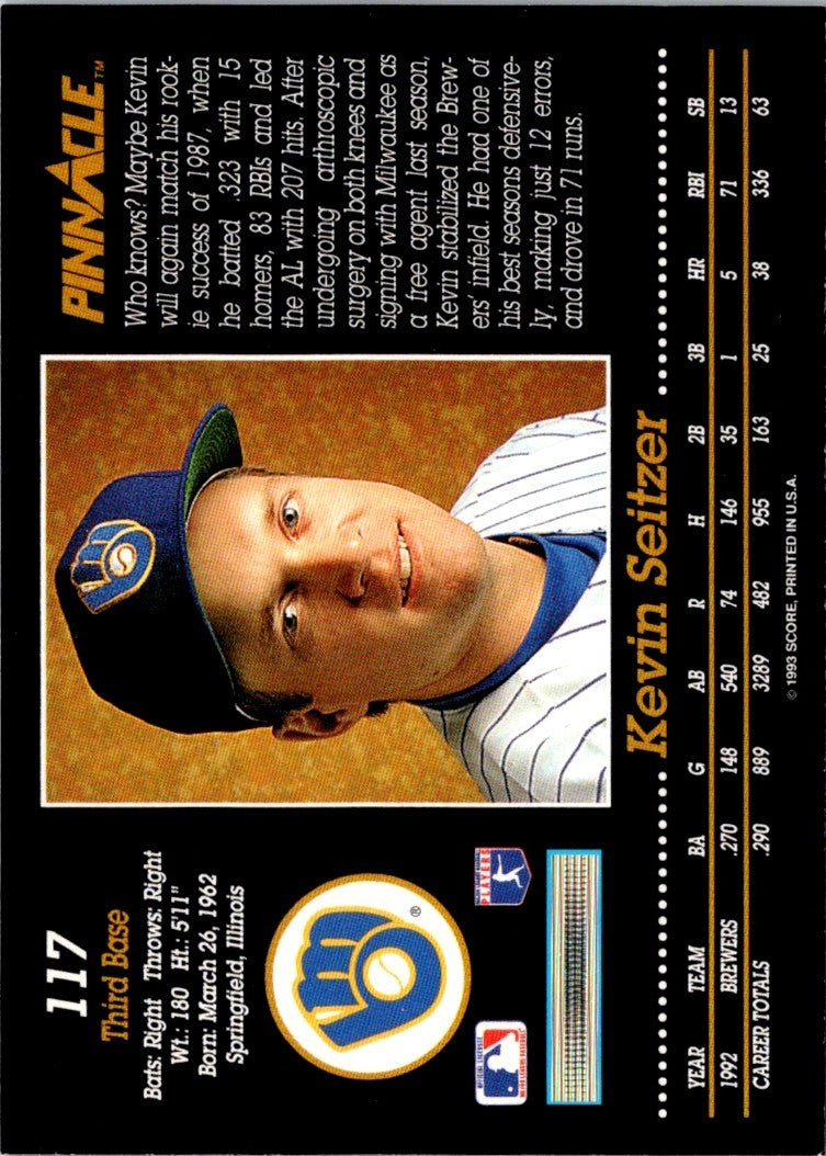 1993 Pinnacle Kevin Seitzer