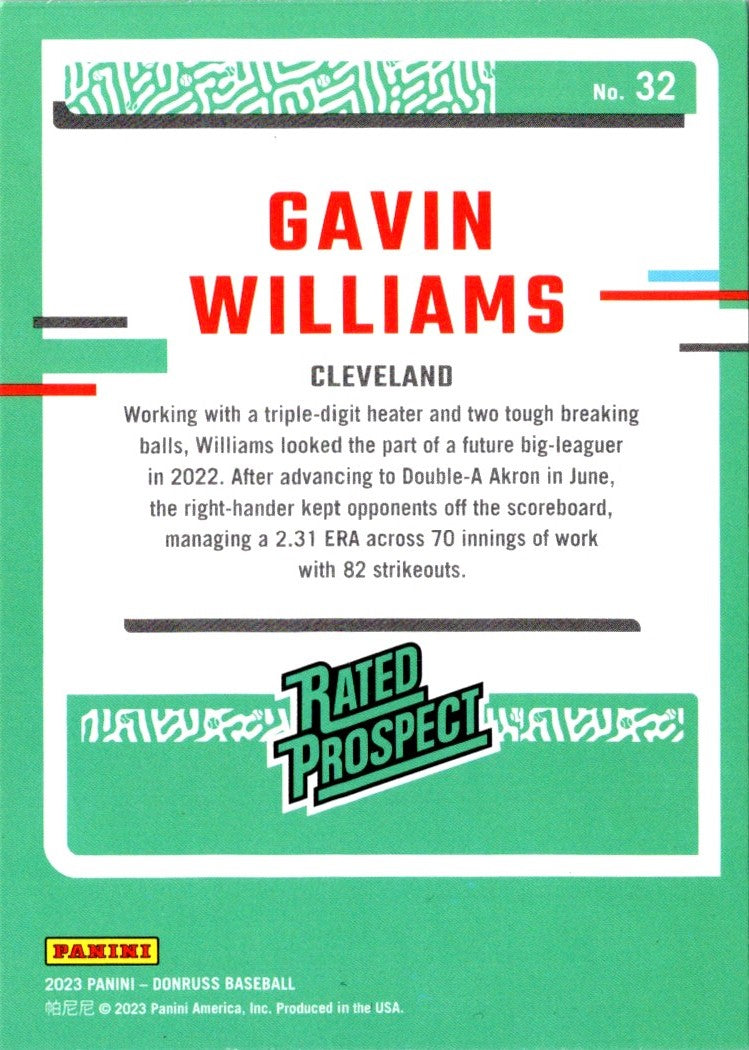 2023 Donruss Holo Blue Gavin Williams