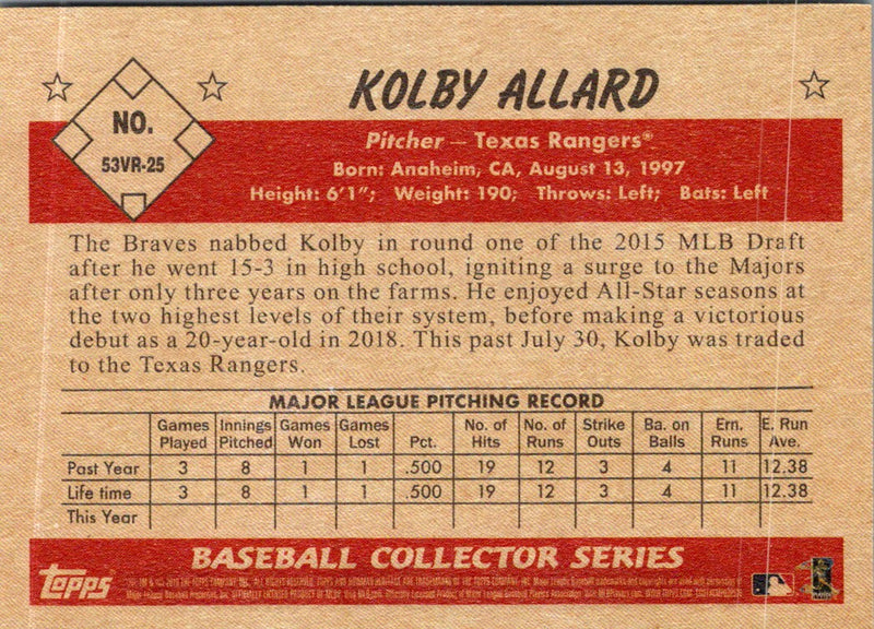 2019 Bowman Heritage Kolby Allard