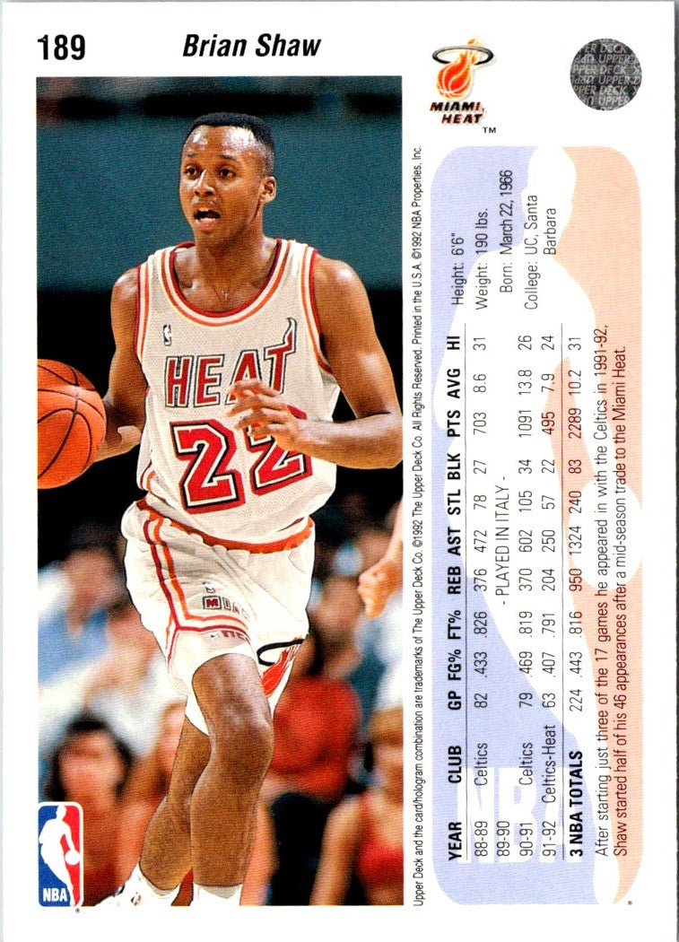 1992 Upper Deck Brian Shaw