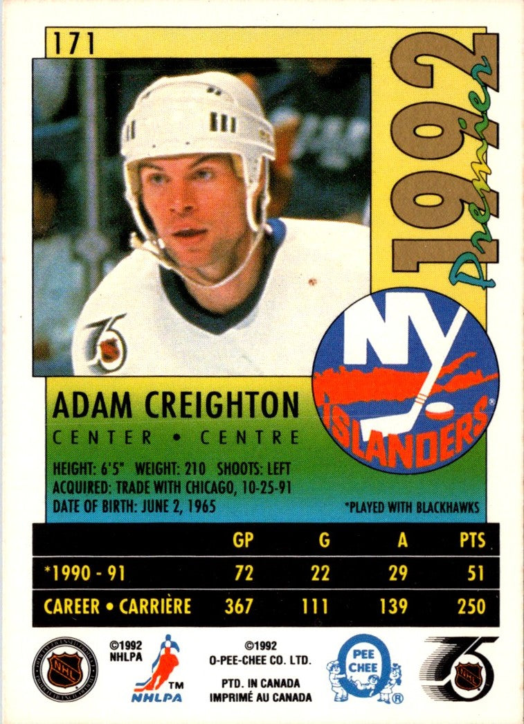 1991 O-Pee-Chee Premier Adam Creighton