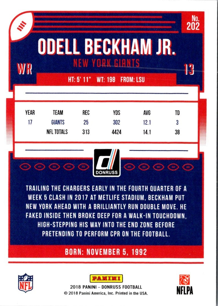 2018 Donruss Press Proof Blue Odell Beckham Jr.