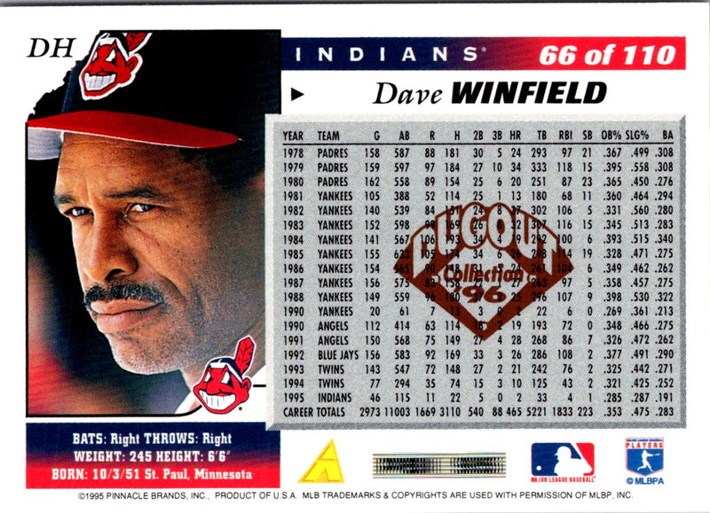 1996 Score Dugout Collection Artist's Proofs Series 1 Dave Winfield