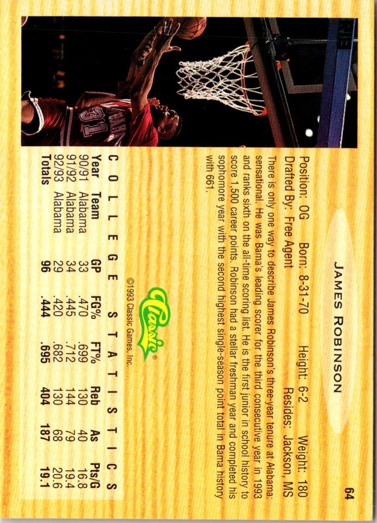 1993 Classic Draft Picks Gold James Robinson