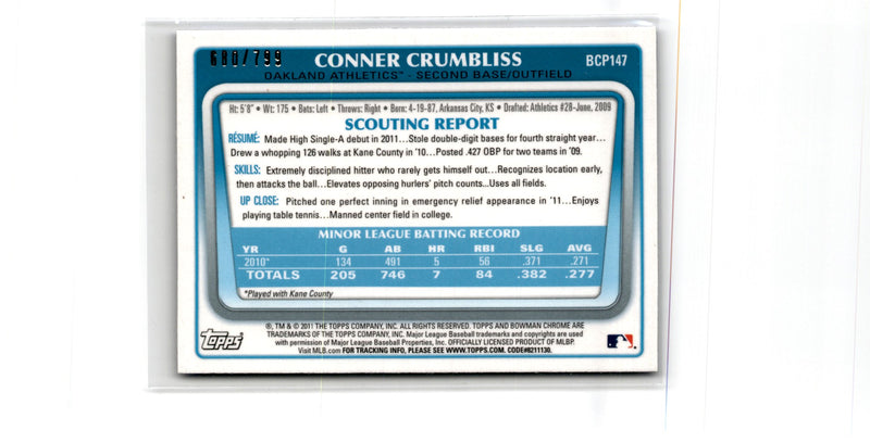 2011 Bowman Chrome Prospects Conner Crumbliss