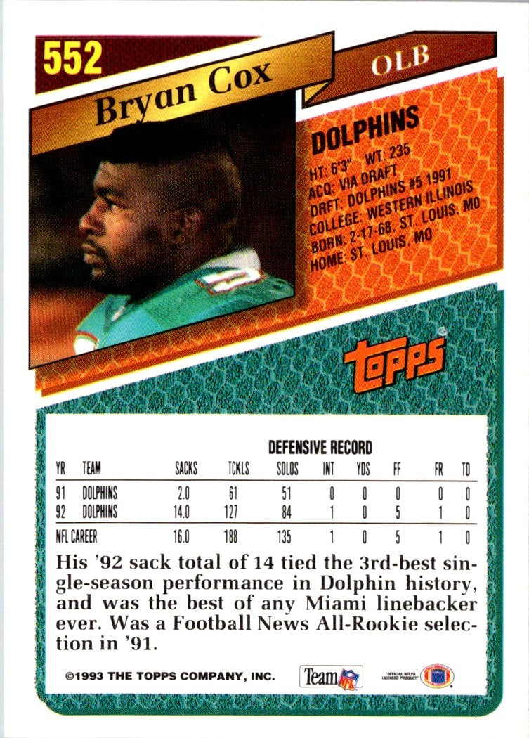 1993 Topps Bryan Cox