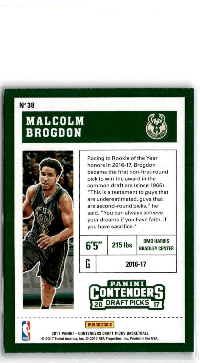 2017 Panini Contenders Draft Picks Season Ticket Variation Malcolm Brogdon