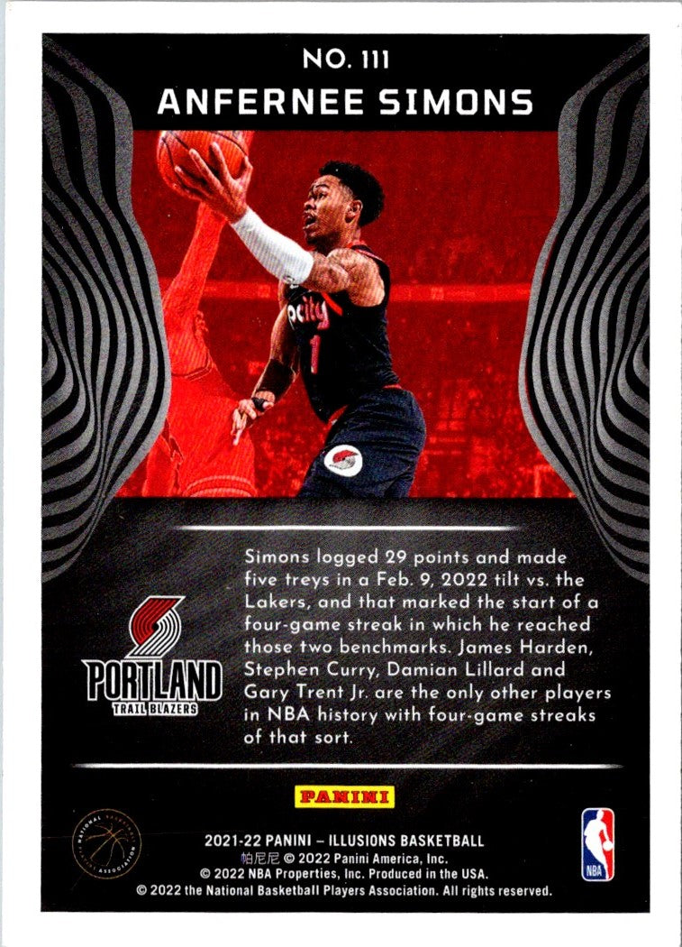 2022 Panini Noir Anfernee Simons