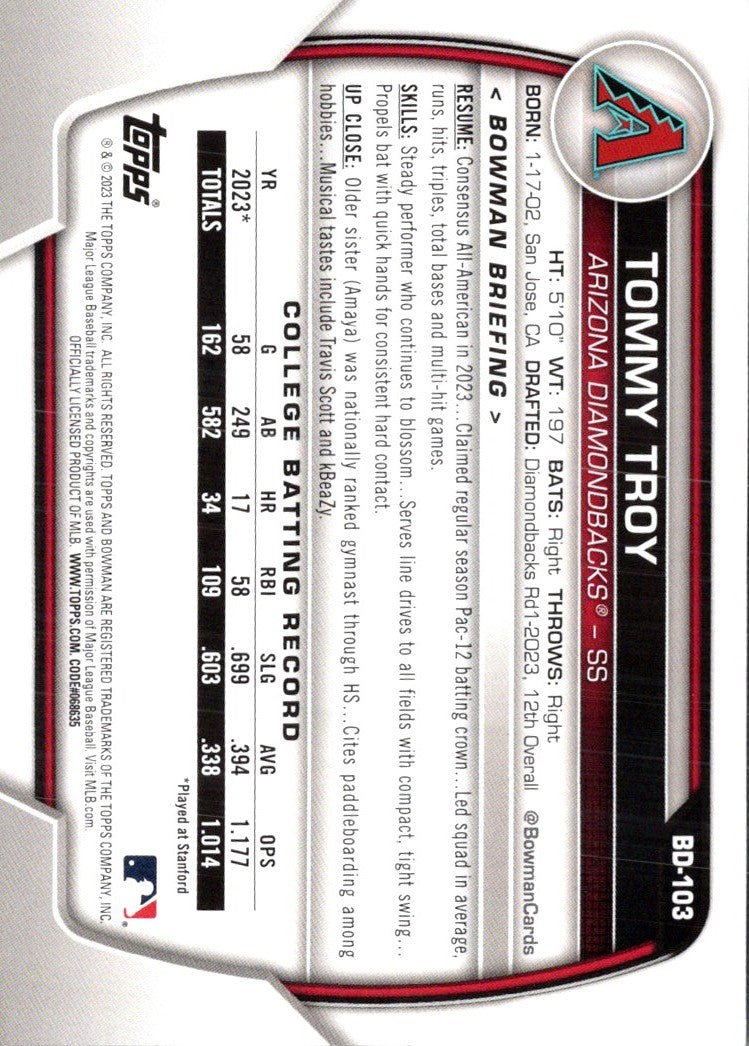 2023 Bowman Draft Tommy Troy