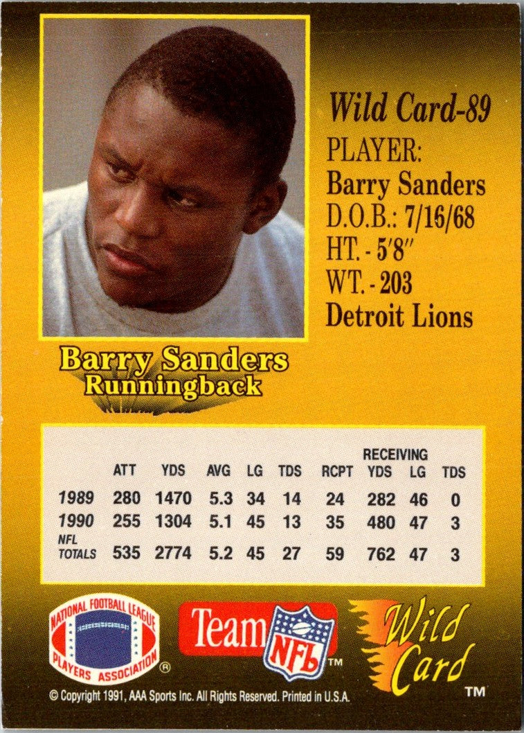 1991 Wild Card 20 Stripe Barry Sanders