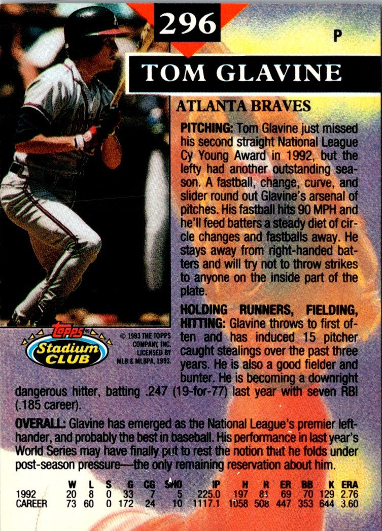 1993 Stadium Club Members Only Tom Glavine