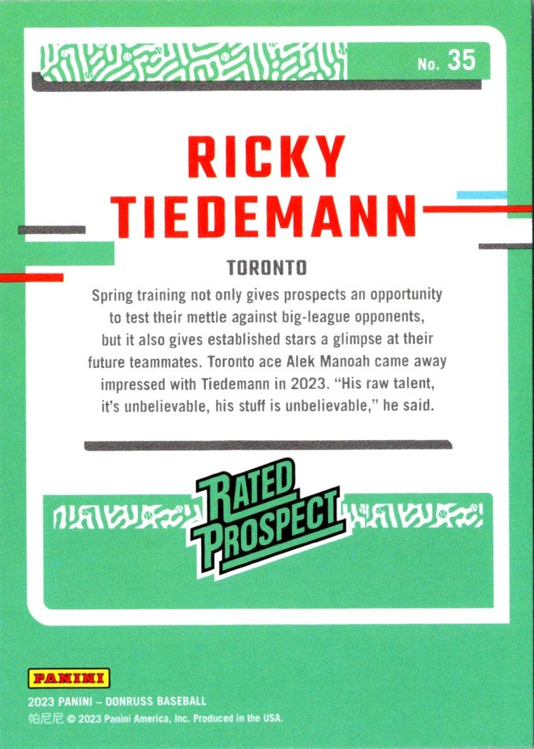 2023 Donruss Holo Blue Ricky Tiedemann