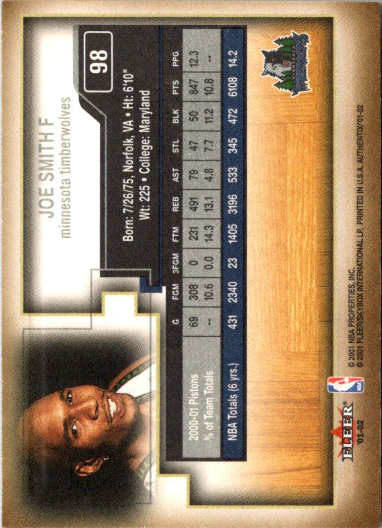 2001 Fleer Authentix Joe Smith