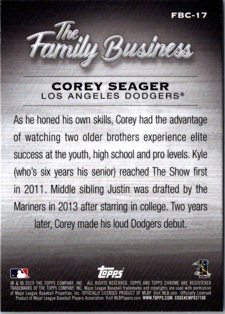 2019 Topps Chrome Update Edition The Family Business Corey Seager