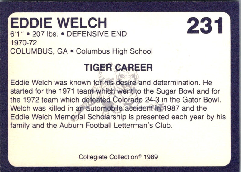 1989 Collegiate Collection Auburn Coke 580 Eddie Welch