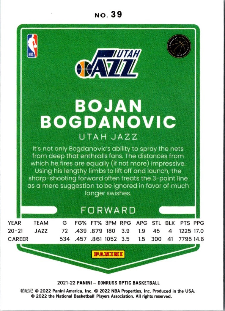 2021 Donruss Optic Blue Bojan Bogdanovic