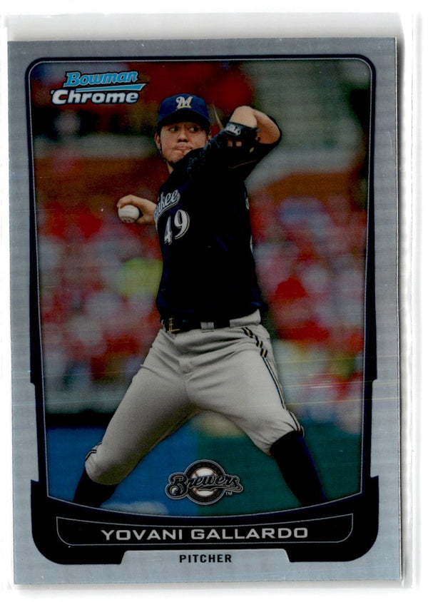 2012 Bowman Chrome Yovani Gallardo #71 Refractor