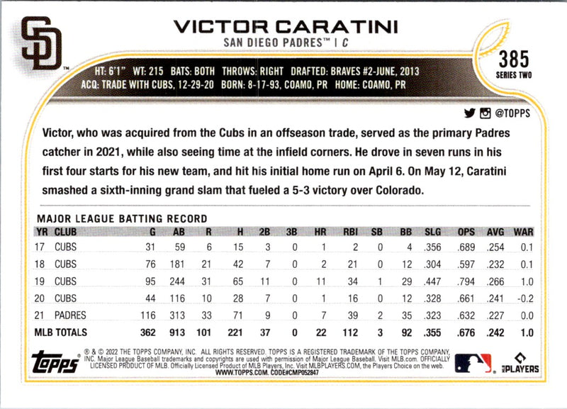 2022 Topps Victor Caratini