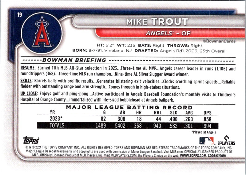 2024 Bowman Mike Trout