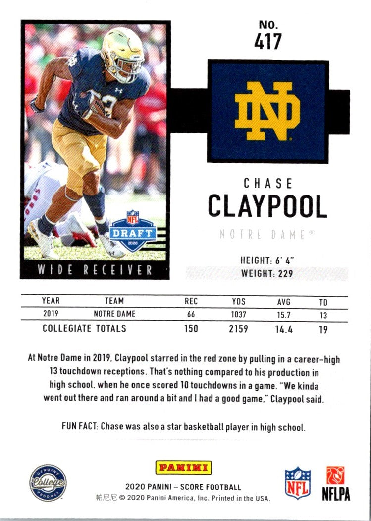 2020 Score Scorecard Chase Claypool