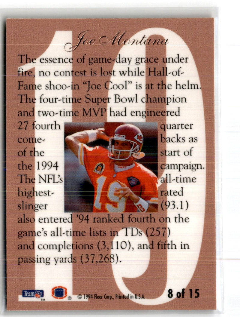 1994 Ultra Flair Hot Numbers Joe Montana