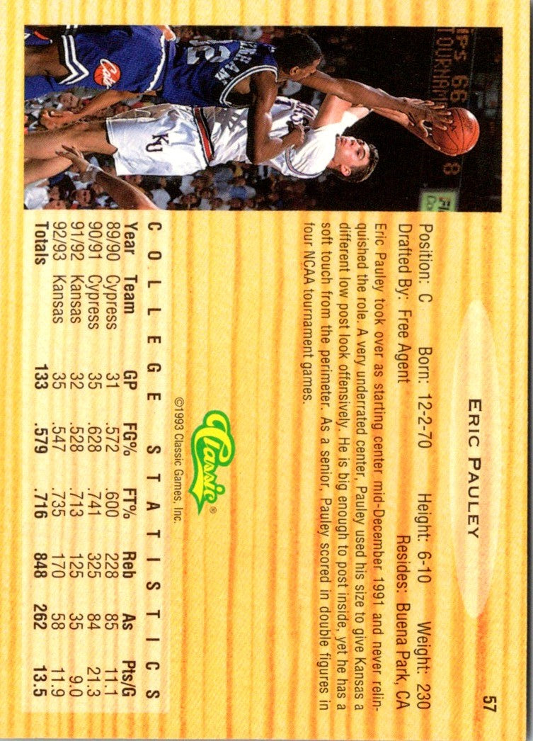 1993 Classic Draft Picks Gold Eric Pauley