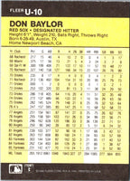 1986 Fleer Update Don Baylor #U-10