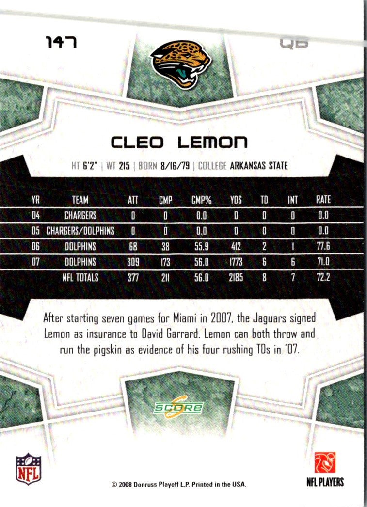 2008 Score Super Bowl XLIII Cleo Lemon