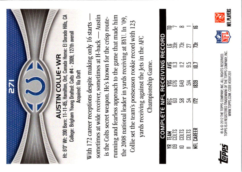 2012 Topps Austin Collie