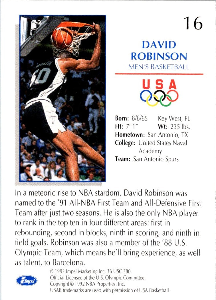 1992 Upper Deck European David Robinson