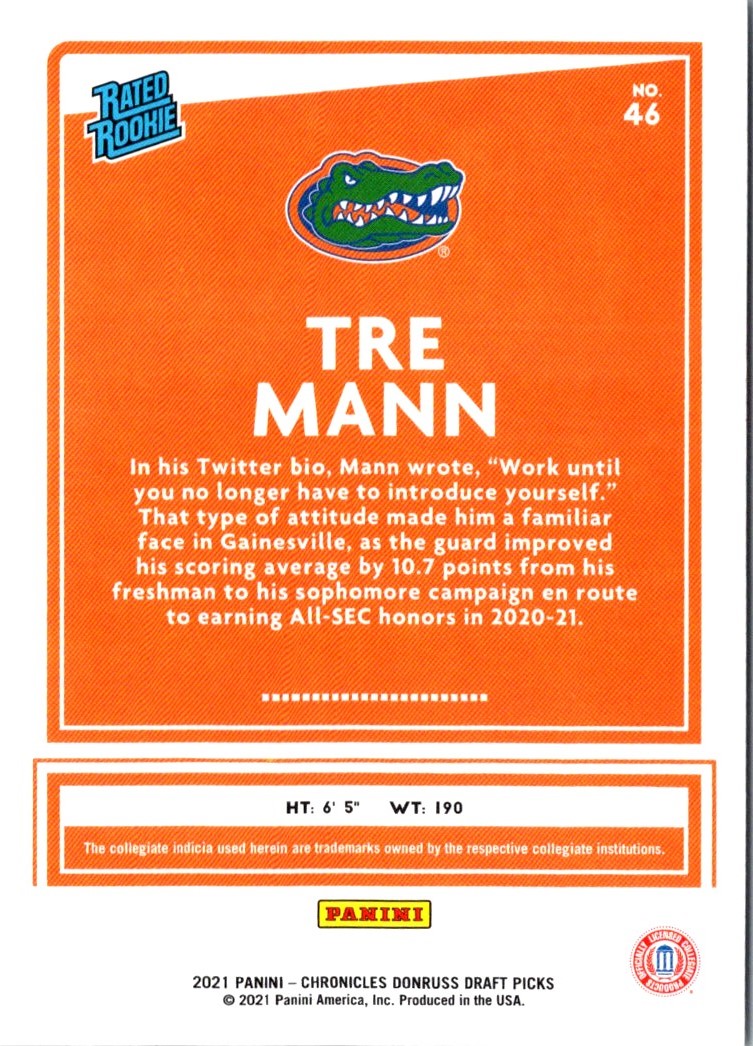 2021 Panini Chronicles Draft Picks Orange Tre Mann