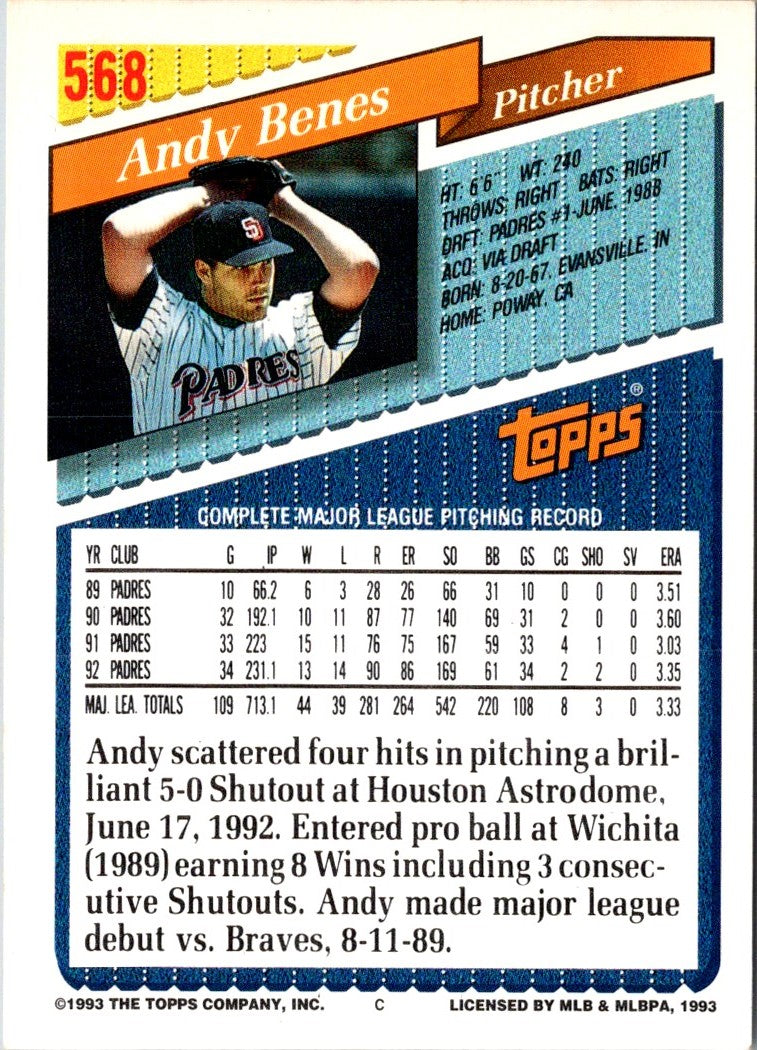 1993 Topps Inaugural Marlins Andy Benes