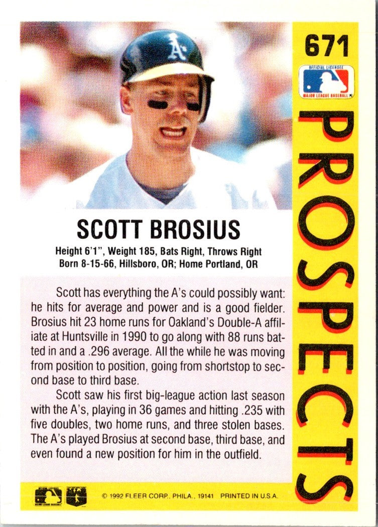 1992 Fleer Scott Brosius