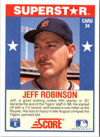 1989 Score Baseball's 100 Hottest Players Jeff Robinson #34